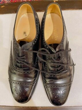 Charles Tyrwhitt Black Leather Cap-Toe Brogues